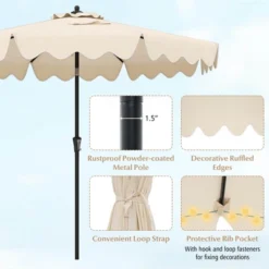 Costway 9 FT Patio Umbrella 2-Tier Market Table Umbrella With Sun-Protective Canopy Beige/Navy/Gray/Brown/Turquoise 21 Costway 9 FT Patio Umbrella 2-Tier Market Table Umbrella With Sun-Protective Canopy Beige/Navy/Gray/Brown/Turquoise -Costway GUEST 36bfe6c8 60cd 4524 bc8b 04c22b11e552