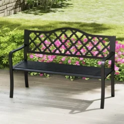 Costway 50.5" Patio Bench Slatted Metal Garden Bench For 2-3 People Park-Style Loveseat 15 Costway 50.5" Patio Bench Slatted Metal Garden Bench For 2-3 People Park-Style Loveseat -Costway GUEST 36e90c04 da8a 4064 91f3 e917dc696595