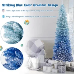 Costway 6/7 FT Blue Gradient Snow Flocked Artificial Christmas Tree With 435/725 Lush Branch Tips 18 Costway 6/7 FT Blue Gradient Snow Flocked Artificial Christmas Tree With 435/725 Lush Branch Tips -Costway GUEST 37abaa39 7fe6 4111 9702 ccf0220c4757