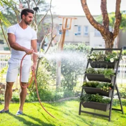 Costway 4 FT 4-Tier Vertical Raised Garden Bed Elevated Planter Box W/4 Container Boxes