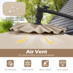 Costway 10 FT Solar Offset Hanging Umbrella Patio Cantilever Umbrella With 32 LED Lights Brown/Turquoise/Beige/Gray/Red -Costway GUEST 37b3d632 95a4 463b 9211 bebf6471188b