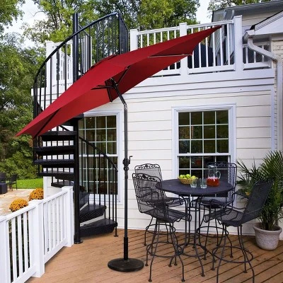 Costway 10FT Patio Umbrella 6 Ribs Market Steel Tilt W/ Crank Outdoor Garden Burgundy 4 Costway 10FT Patio Umbrella 6 Ribs Market Steel Tilt W/ Crank Outdoor Garden Burgundy - Image 2
