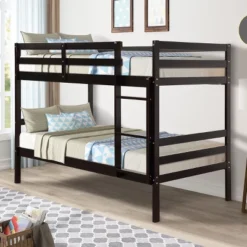 Costway Twin Over Twin Wood Bunk Beds Ladder Safety Rail EspressoWhite 19 Costway Twin Over Twin Wood Bunk Beds Ladder Safety Rail EspressoWhite -Costway GUEST 37e447b7 032f 465c 924d aa10b6dd6a0d