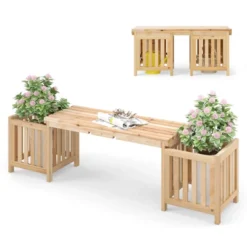 Costway Patio Wooden Bench With Planter 2 Side Flower Box Slot Design For Easy Assembly 19 Costway Patio Wooden Bench With Planter 2 Side Flower Box Slot Design For Easy Assembly -Costway GUEST 37e9e6f6 6a7b 4718 8fa2 22c880f91690
