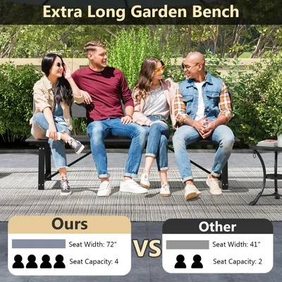 Costway 1/2 PCS 4-Person Bench With All-Weather HDPE Seat & Back Heavy-Duty Metal Support Grey 7 Costway 1/2 PCS 4-Person Bench With All-Weather HDPE Seat & Back Heavy-Duty Metal Support Grey - Image 5