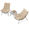 Costway 3 PCS Patio Furniture Set With Cushioned Papasan Chairs Tempered Glass Coffee Table Gray/Brown -Costway GUEST 38762a96 be8b 43a7 982b 148893febe3c
