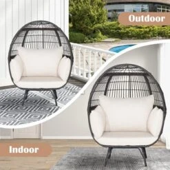 Costway Patio Oversized Rattan Wicker Egg Chair Lounge Basket 4 Cushion Indoor & Outdoor -Costway GUEST 388f6942 26a2 4885 a453 cb3358c874ae