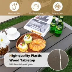 Costway 4 PCS Patio Aluminum Sofa Set Coffee Table Cushioned Loveseat Chair WPC Armrests -Costway GUEST 3895d4e9 25f3 41d4 ae07 767ec949485d