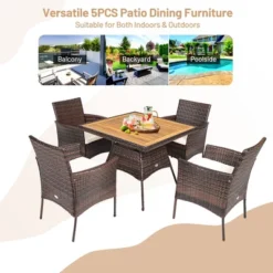 Costway 5PCS Patio Rattan Dining Furniture Set Arm Chair Wooden Table Top 14 Costway 5PCS Patio Rattan Dining Furniture Set Arm Chair Wooden Table Top -Costway GUEST 38b83905 4ab1 49ca a36c 46ce10cd3822