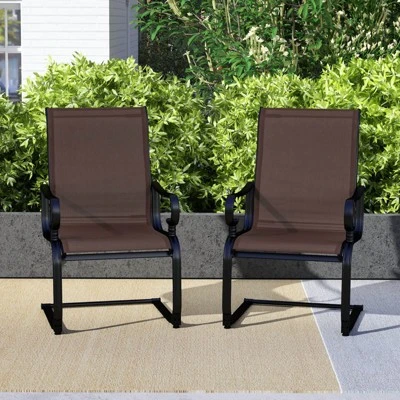 Costway Set Of 2 Patio Chairs C-Spring Motion Chairs With Quick-drying & Breathable Fabric 5 Costway Set Of 2 Patio Chairs C-Spring Motion Chairs With Quick-drying & Breathable Fabric - Image 3