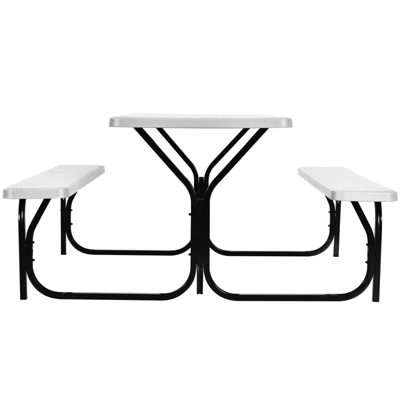 Costway Picnic Table Bench Set Outdoor Backyard Patio Garden Party Dining All Weather White 4 Costway Picnic Table Bench Set Outdoor Backyard Patio Garden Party Dining All Weather White - Image 2