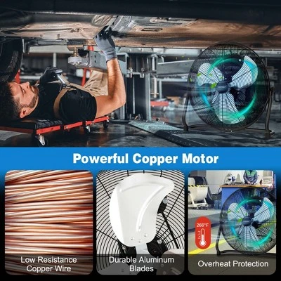 Costway 20 Inches High Velocity Floor Fan, Portable Pivoting Fan With 3 Powerful Speeds 8 Costway 20 Inches High Velocity Floor Fan, Portable Pivoting Fan With 3 Powerful Speeds - Image 6