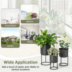 Costway 3 Metal Planter Pot Stand Modern Decorative Flowerpots Set With Drainage Holes 18 Costway 3 Metal Planter Pot Stand Modern Decorative Flowerpots Set With Drainage Holes -Costway GUEST 39ba2b44 3d1b 49cf b9f2 6474ee8f52ea
