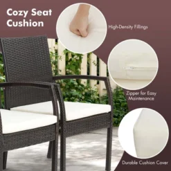 Costway 5 PCS Patio Rattan Dining Set Acacia Wood Table 4 Wicker Chairs With Umbrella Hole -Costway GUEST 3a2ee78d d013 401f b4ba a5890b231aa6