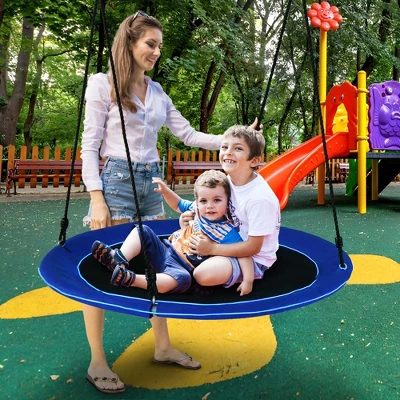 Costway 40'' Saucer Tree Swing 660 LBS For Kids Adults Outdoor With LED Lights Rainbow Color/Blue 4 Costway 40'' Saucer Tree Swing 660 LBS For Kids Adults Outdoor With LED Lights Rainbow Color/Blue - Image 2