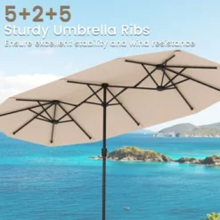 Costway 13 FT Large Patio Umbrella Outdoor Double-Sided Table Market Umbrella For Garden Beige/Brown/Gray/Navy/Orange/Wine -Costway GUEST 3a4909b8 b13d 4e52 a340 e32f61bcee7f