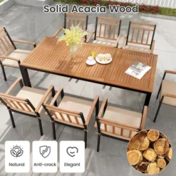 Costway 9 PCS Outdoor Dining Table & Chairs Set Table With Acacia Wood Top Umbrella Hole 14 Costway 9 PCS Outdoor Dining Table & Chairs Set Table With Acacia Wood Top Umbrella Hole -Costway GUEST 3a5d7ae7 4a64 4eae 8fcf 48e250bdbd46