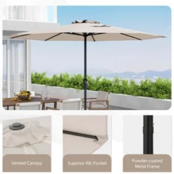Costway 12 FT Patio Umbrella Outdoor Market Umbrella With Crank Handle 8 Sturdy Ribs Coffee/Beige/Red/Navy/Gray 23 Costway 12 FT Patio Umbrella Outdoor Market Umbrella With Crank Handle 8 Sturdy Ribs Coffee/Beige/Red/Navy/Gray -Costway GUEST 3a6b8524 4d3b 494e b55d d9ea0c33ad23