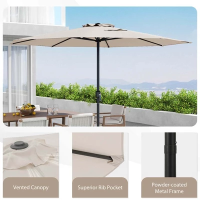 Costway 12 FT Patio Umbrella Outdoor Market Umbrella With Crank Handle 8 Sturdy Ribs Coffee/Beige/Red/Navy/Gray 10 Costway 12 FT Patio Umbrella Outdoor Market Umbrella With Crank Handle 8 Sturdy Ribs Coffee/Beige/Red/Navy/Gray - Image 8
