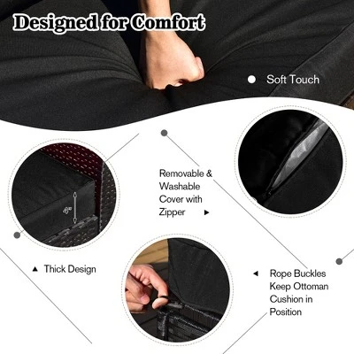 Costway 9PCS Patio Rattan Furniture Set Fire Pit Space-saving W/ Cushion Cover 9 Costway 9PCS Patio Rattan Furniture Set Fire Pit Space-saving W/ Cushion Cover - Image 7