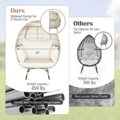 Costway Patio Oversized Rattan Egg Chair Lounge Basket With 4 Cushions For Indoor Outdoor -Costway GUEST 3a7ad1ec 7aaf 434a 922f 56920467841b