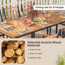 Costway 9 PCS Patio Dining Set 79" Rectangle Dining Tables With 8 Wooden Armchairs 13 Costway 9 PCS Patio Dining Set 79" Rectangle Dining Tables With 8 Wooden Armchairs -Costway GUEST 3b052da5 af02 45c2 9523 8ef0fea5adca