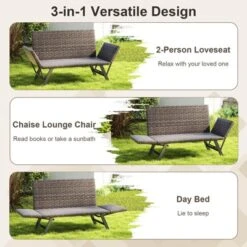 Costway Patio Convertible Sofa For 2 With Adjustable Armrests Metal Frame Wicker Couch -Costway GUEST 3b813cb3 bea2 4dff bd2a fb6ef0aadc5d