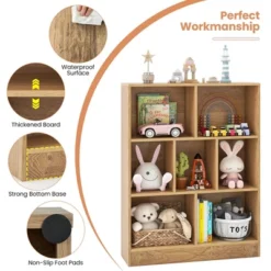Costway 7-Cube Bookcase For Kids 41" Wooden Toy Storage Organizer Freestanding Bookshelf Brown/White -Costway GUEST 3b8d812c 3310 4b0a af43 aa90a84e2eec