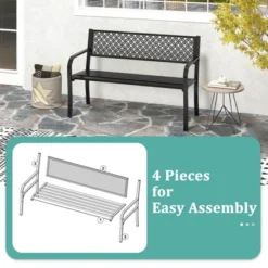 Costway 50" Outdoor Garden Bench With Geometric Lattice Backrest Armrests And Slatted Seat Black/Gray 22 Costway 50" Outdoor Garden Bench With Geometric Lattice Backrest Armrests And Slatted Seat Black/Gray -Costway GUEST 3baaa3d4 324d 431d a0fa c1b952302a0f