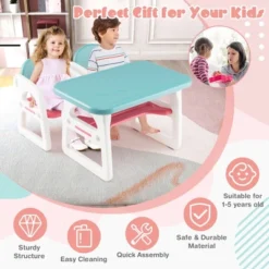 Costway 3-Piece Kids Table And Chair Set Toddler Activity Study Desk With Building Blocks -Costway GUEST 3bbf26db f77d 4fb7 91f3 ccfbdbe6825c