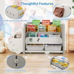 Costway 3-Tier Kids Toy Storage And Bookshelf With 2 Storage Boxes Decorative Car Head -Costway GUEST 3beae315 73ed 42ee 9cef 6c0b9b3d8aef