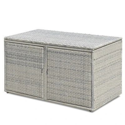 Costway 88 Gallon Garden Patio Rattan Storage Container Box Bin Shelf 9 Costway 88 Gallon Garden Patio Rattan Storage Container Box Bin Shelf - Image 7