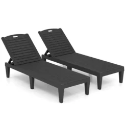 Costway Chaise Lounge Chairs Set Of 2 With 5-Position Adjustable Backrests Easy Assembly Black/White/Brown -Costway GUEST 3c5600a5 d80a 4c48 aab3 77b7c6ea0777