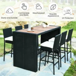 COSTWAY 7 PCS Patio Rattan Wicker Bar Dining Furniture Set Wood Table Top 6 Stools 15 COSTWAY 7 PCS Patio Rattan Wicker Bar Dining Furniture Set Wood Table Top 6 Stools -Costway GUEST 3c75835f 298b 412a 9dee 98bed2c3cf35