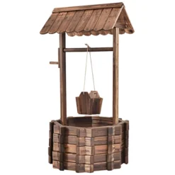 Costway Outdoor Wooden Wishing Well Bucket Flower Plants Planter Patio Garden Home Decor -Costway GUEST 3c8dfd15 62c3 4c5b 9010 852ec67d76b3