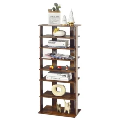 Costway Patented 7-Tier Double Shoe Rack Free Standing Shelf Storage Tower Rustic Brown -Costway GUEST 3c92b4cc bd84 4e0f bb08 4c40a56d80c3