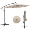 Costway 10 Ft Patio Solar LED Offset Umbrella 40 Lights Crank Cross Base