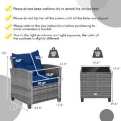 Costway 3PCS Patio Rattan Furniture Bistro Set Cushioned Sofas Side Table Armrest -Costway GUEST 3ca95532 2aa9 4b5f 87b4 ac26ae1ddaf1