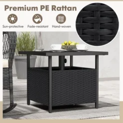 Costway Rattan Wicker Steel Side Table Outdoor Furniture Deck Garden Patio Pool Black/Gray/Brown -Costway GUEST 3cb9c075 6a03 471e 9575 21b796d34487