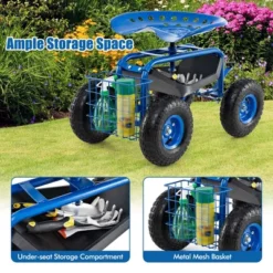 Costway Garden Cart Patio Wagon Rolling Work Seat With Tool Tray Basket Planting Blue/Red/Green -Costway GUEST 3cd376e8 72d6 47ca 99f7 b79524ca259d