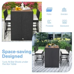 Costway 5-Piece Patio PE Wicker Bar Set Outdoor Acacia Wood Dining Table Stool Bistro -Costway GUEST 3cd4f35b d18c 419a bc5c 4799924e7394