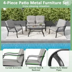 Costway 4 PCS Patio Furniture Set Outdoor Conversation Sofa Tempered Glass Coffee Table -Costway GUEST 3d3f6529 1658 4456 92d2 1d376c6c2d86