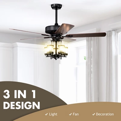 Costway 50'' Ceiling Fan With Light Classic Ceiling Fan Lamp W/Noiseless Reversible Motor 3 Costway 50'' Ceiling Fan With Light Classic Ceiling Fan Lamp W/Noiseless Reversible Motor