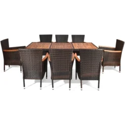 Costway 9PCS Patio Rattan Dining Set 8 Chairs Cushioned Acacia Table Top -Costway GUEST 3d73aba6 42f5 4f58 a6cb 74ddea08904d