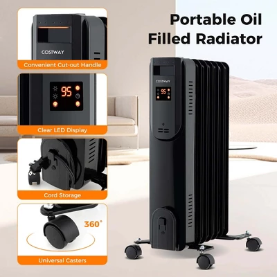 Costway Oil Radiant Heater With Adjustable Thermostat Remote Overheat & Tip-Over Protection 10 Costway Oil Radiant Heater With Adjustable Thermostat Remote Overheat & Tip-Over Protection - Image 9