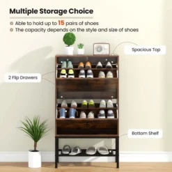 Costway Industrial Shoe Storage Cabinet With 2 Flip Drawers 1 Bottom Metal Shelf Organizer -Costway GUEST 3e0db0cc 0924 46b5 adc0 9bce3587ad2c
