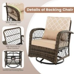 Costway Patio 3PCS Wicker Swivel Rocker Set 2 Rocking Chairs 360 Degrees With Coffee Table -Costway GUEST 3e4caa64 fc1e 4892 b83c 47be4755e682