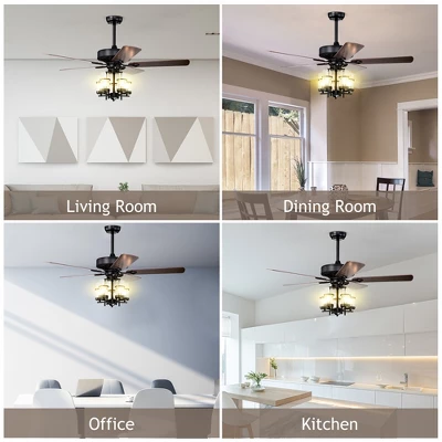 Costway 50'' Ceiling Fan With Light Classic Ceiling Fan Lamp W/Noiseless Reversible Motor 4 Costway 50'' Ceiling Fan With Light Classic Ceiling Fan Lamp W/Noiseless Reversible Motor - Image 2