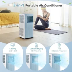 Costway 7100 BTU (10000 BTU ASHARE) Portable Air Conditioner 3-in-1 AC Unit With Cool Dehum Fan Sleep Mode