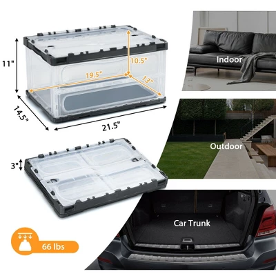 Costway 45L Collapsible Storage Bins Folding Plastic Stackable Utility Crates 4 Pack 5 Costway 45L Collapsible Storage Bins Folding Plastic Stackable Utility Crates 4 Pack - Image 3